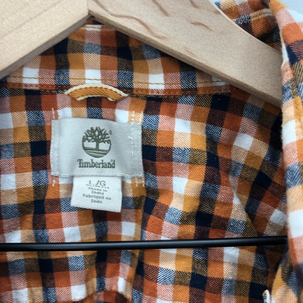 Timberland Orange Plaid Button Down Shirt - Picture 3 of 5